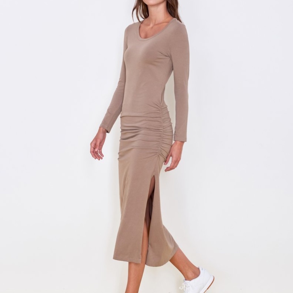 Sundry Long Sleeve Slitted Maxi